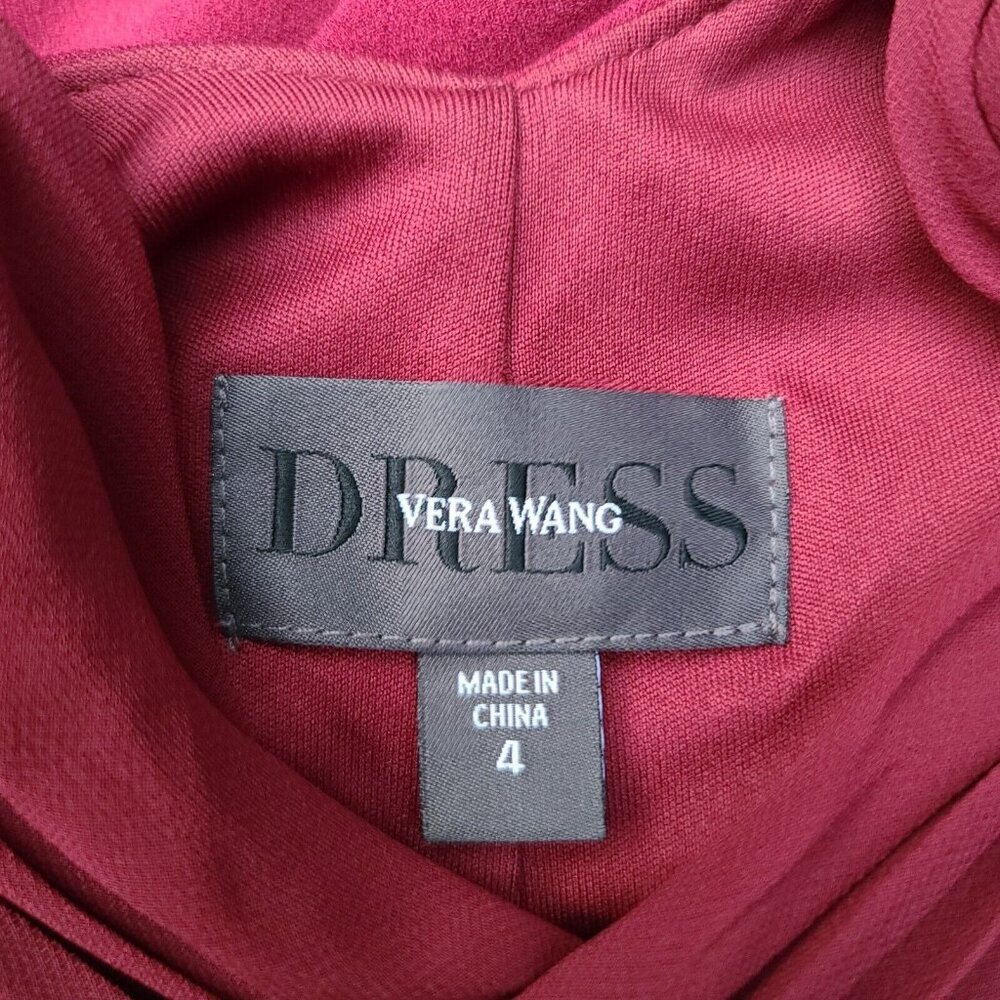 Vera Wang Crepe Gown Sz 4 Port Stretch Criss Cross Chiffon Strap in Back NWT - Picture 3 of 11